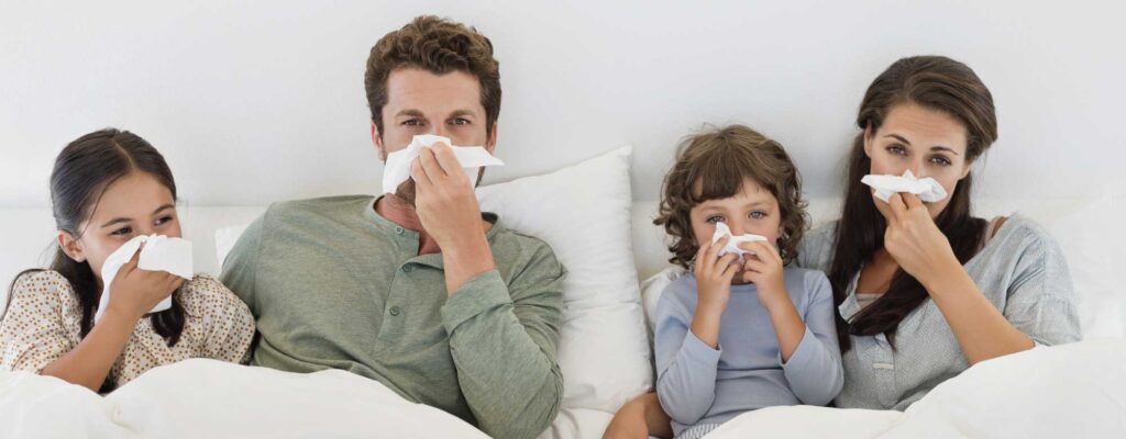 Family suffering from cold