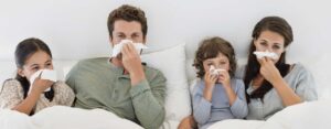 Family suffering from cold